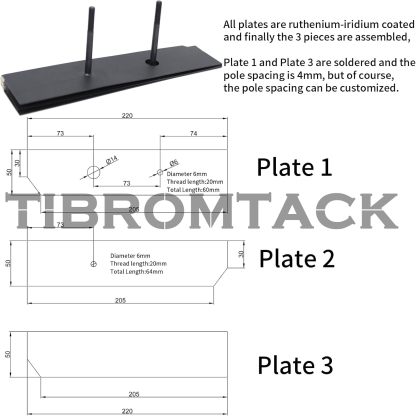 TIBROMTACK Titanium Anode with Ruthenium-Iridium Coating,Titanium Electrodes for HHO Electrolysis Cell or Pool Water and Swimming Pool Cleaning