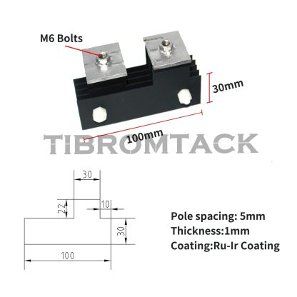 TIBROMTACK Ru-Ir Titanium MMO Electrode Plates for Fruit Vegetable Machine, 5 Titanium Anode Plates with Ruthenium-Iridium Coating per Set, Single Piece 100, 30 and 1 mm, GHR015-1