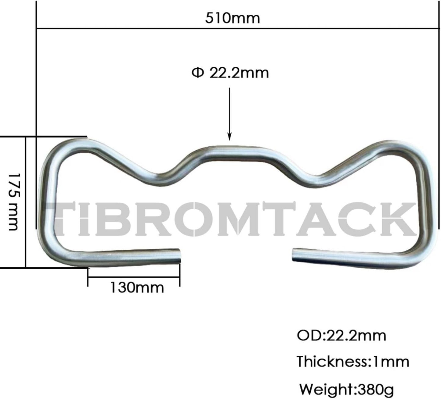 Titanium Bicycle Butterfly Handlebars, Natural Titanium color, Made of Ti Gr9 Alloy, Suitable for Mountain Bike/MTB, Road Bike, Touring Bikes(φ22.2mm)