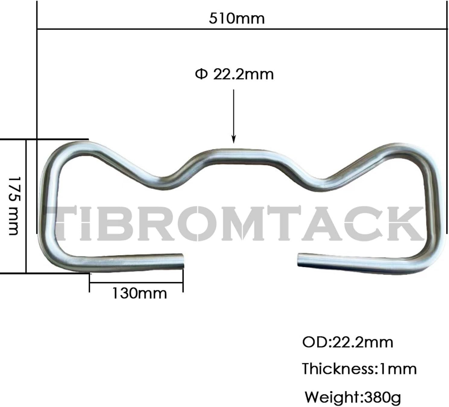 Titanium Bicycle Butterfly Handlebars, Natural Titanium color, Made of Ti Gr9 Alloy, Suitable for Mountain Bike/MTB, Road Bike, Touring Bikes(φ22.2mm)