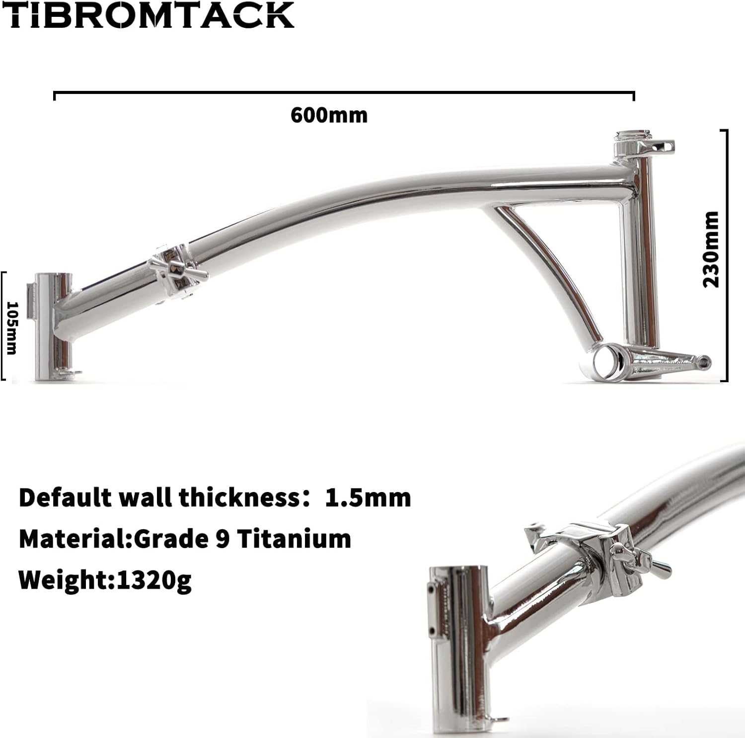 TIBROMTACK Main Frame for Brompton Titanium Folding Bike 16 Inches Handmade Gr9 Ti Parts Explore Lightweight Transformation