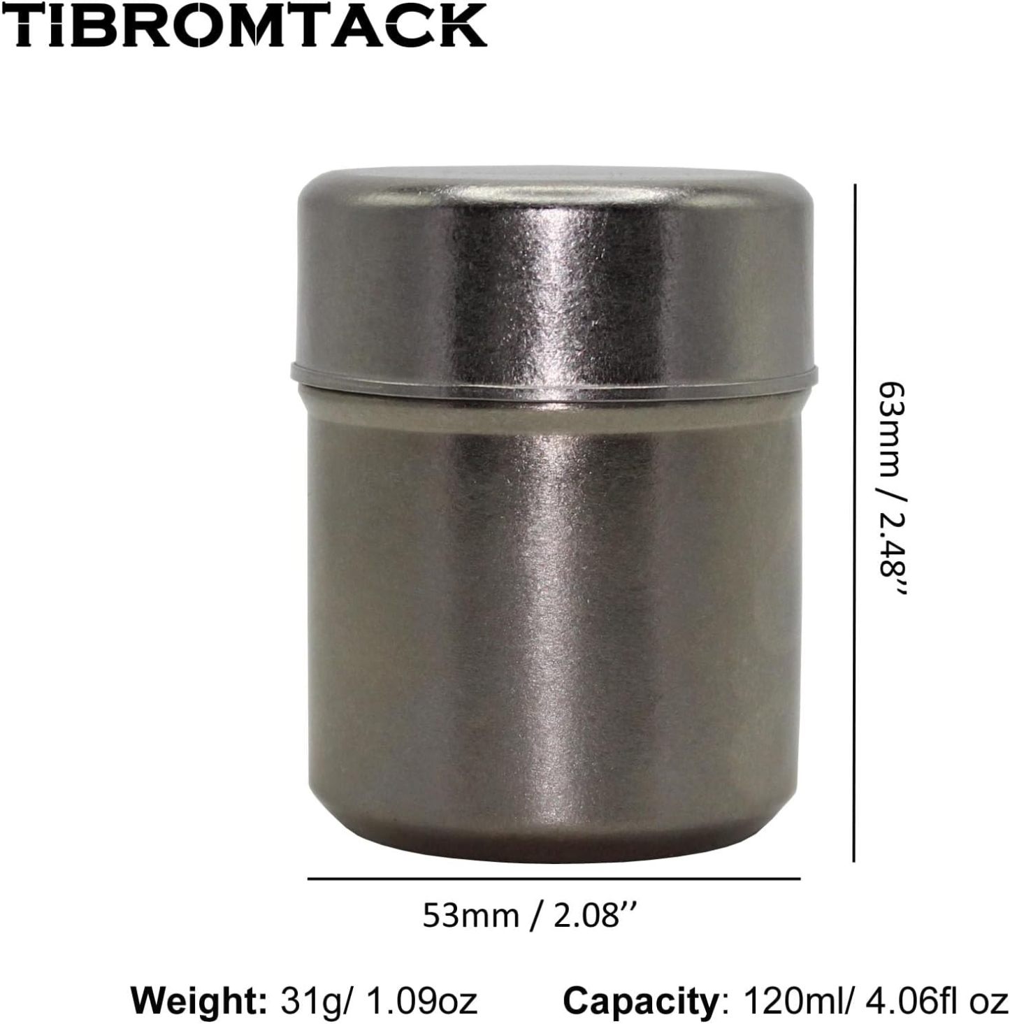 TIBROMTACK Titanium Canister for Tea with Lid, Airtight Waterproof Small Tin Can Box, Multi-Purpose Container for Tea Coffee Spices and More