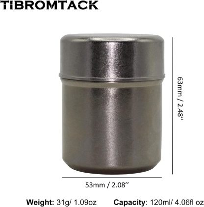 TIBROMTACK Titanium Canister for Tea with Lid, Airtight Waterproof Small Tin Can Box, Multi-Purpose Container for Tea Coffee Spices and More