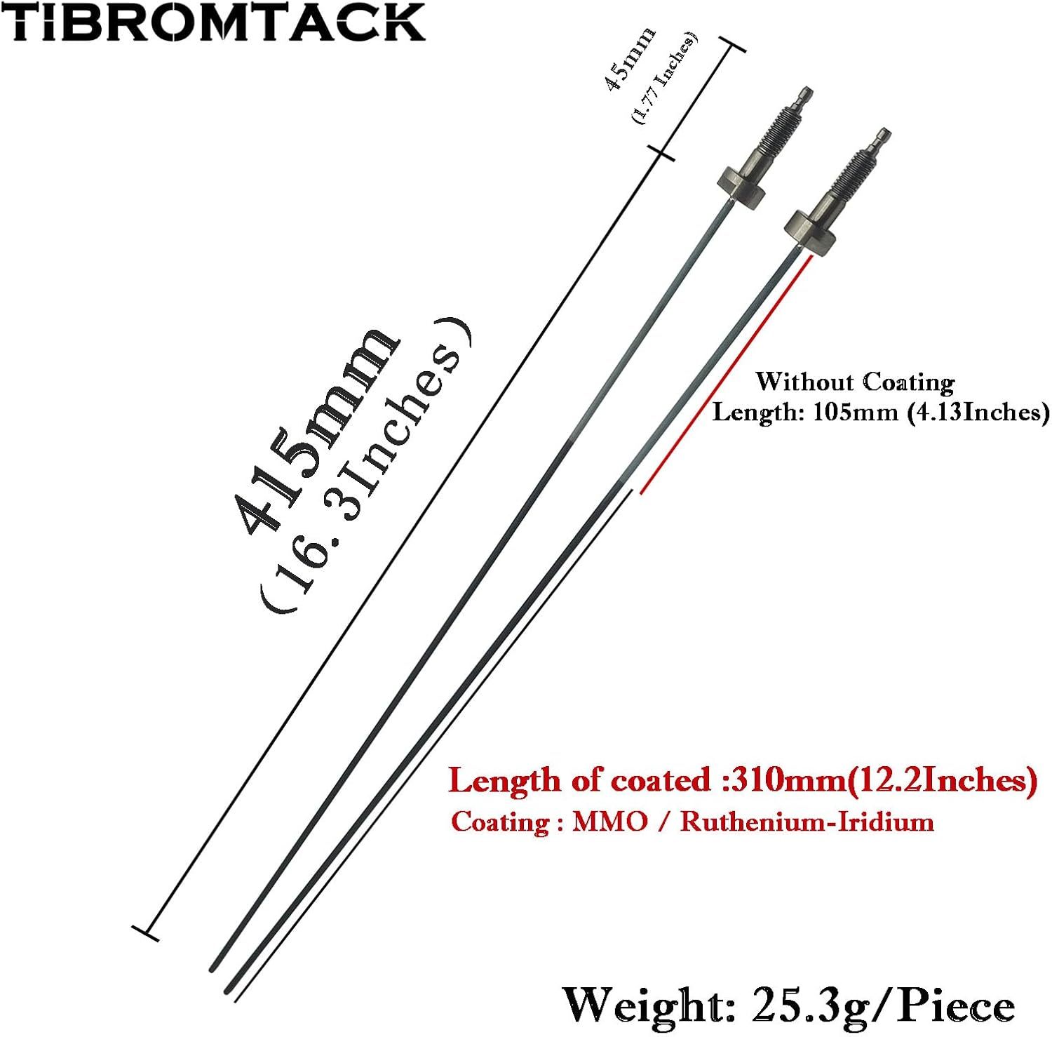 Water Heater Powered Titanium Anode Rod with Ruthenium-Iridium Coating for Hot Water Heaters Diameter 0.12 Inches