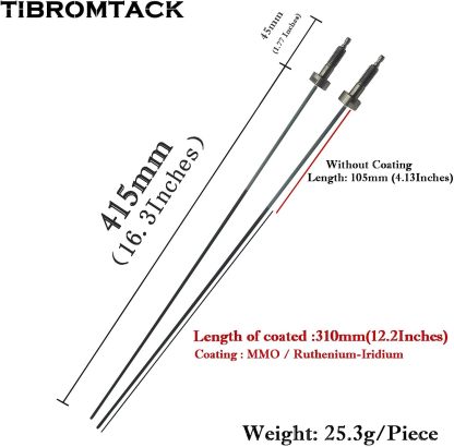 Water Heater Powered Titanium Anode Rod with Ruthenium-Iridium Coating for Hot Water Heaters Diameter 0.12 Inches