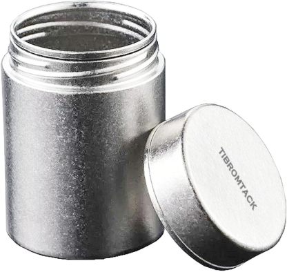 TIBROMTACK Titanium Canister for Tea with Lid, Airtight Waterproof Small Tin Can Box, Multi-Purpose Container for Tea Coffee Spices and More