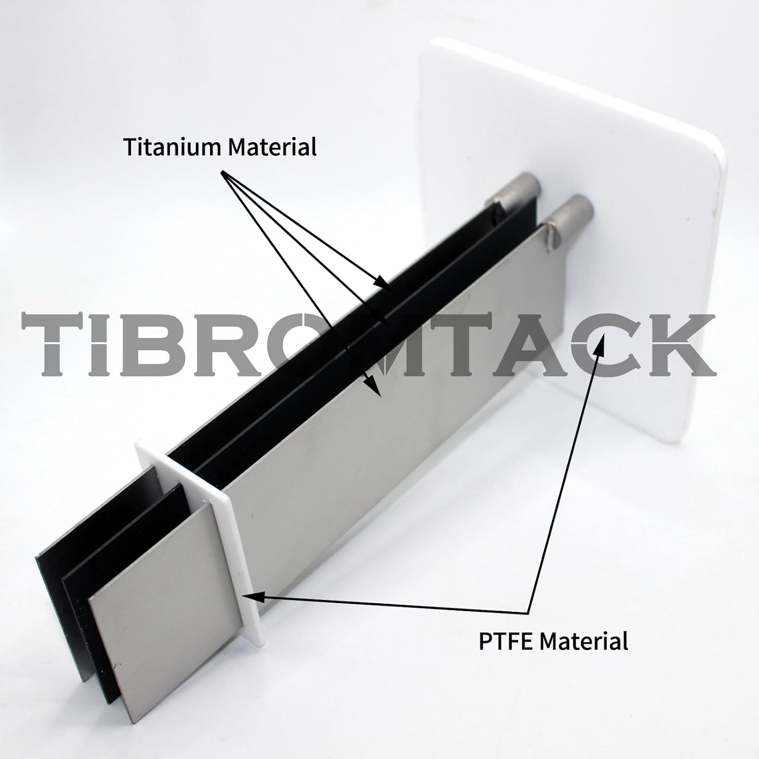 MMO Titanium Electrodes Assembly with Ruthenium-Iridium Coating and PTFE Partitions (1pc Titanium Anode+2pcs Titanium Cathode)