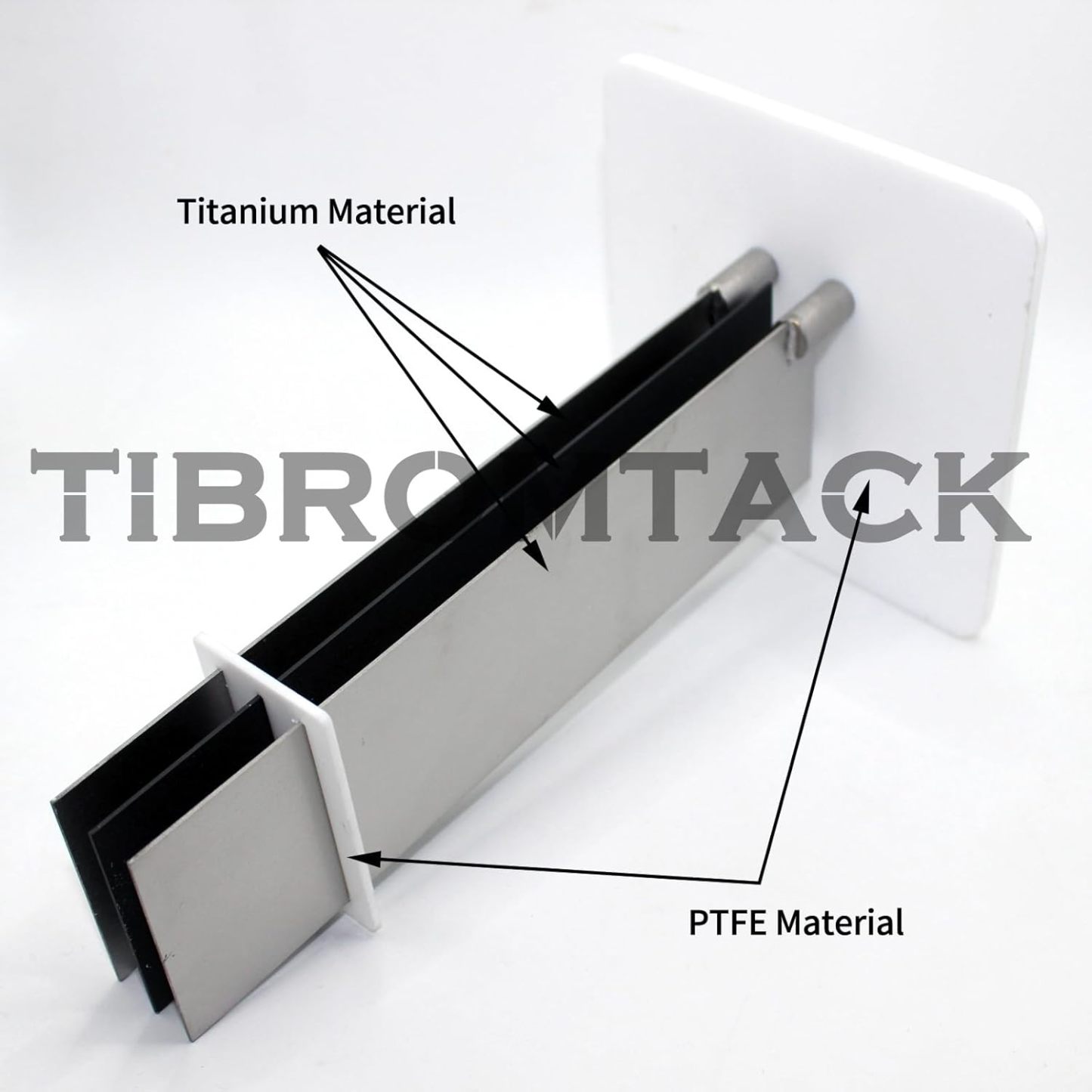 MMO Titanium Electrodes Assembly with Ruthenium-Iridium Coating and PTFE Partitions (1pc Titanium Anode+2pcs Titanium Cathode)
