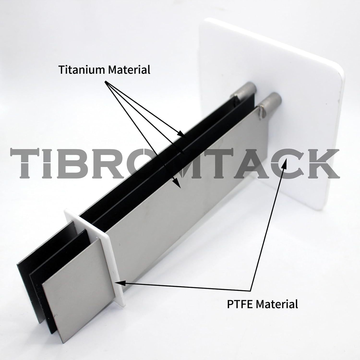 MMO Titanium Electrodes Assembly with Ruthenium-Iridium Coating and PTFE Partitions (1pc Titanium Anode+2pcs Titanium Cathode)