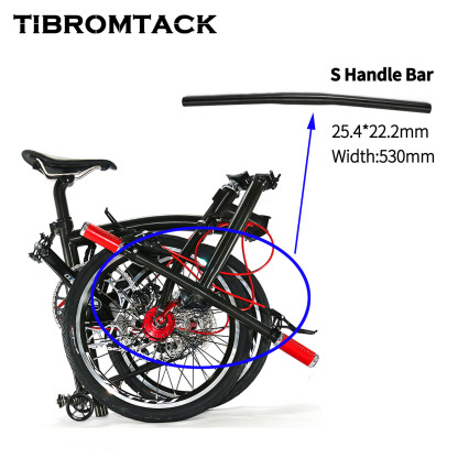 Titanium Handlebar S Type Flat for Brompton Bike 25.4mm Ultra-Light 530mm Width