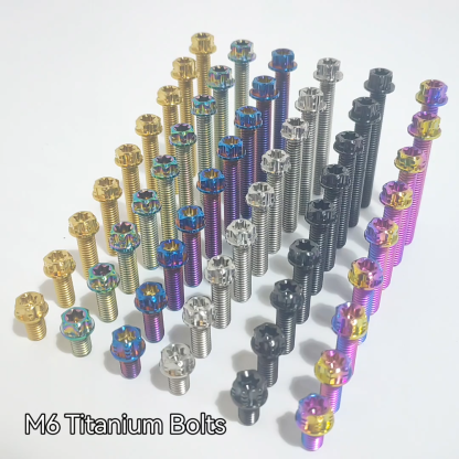 TIBROMTACK M6 Titanium Bolts, Flange Torx Head(4 pcs pack), T30 Torx Screwdriver, M6X10 15 20 25 30 35 40 45 50, High Strength Lightweight for Motorcycle, Automotive