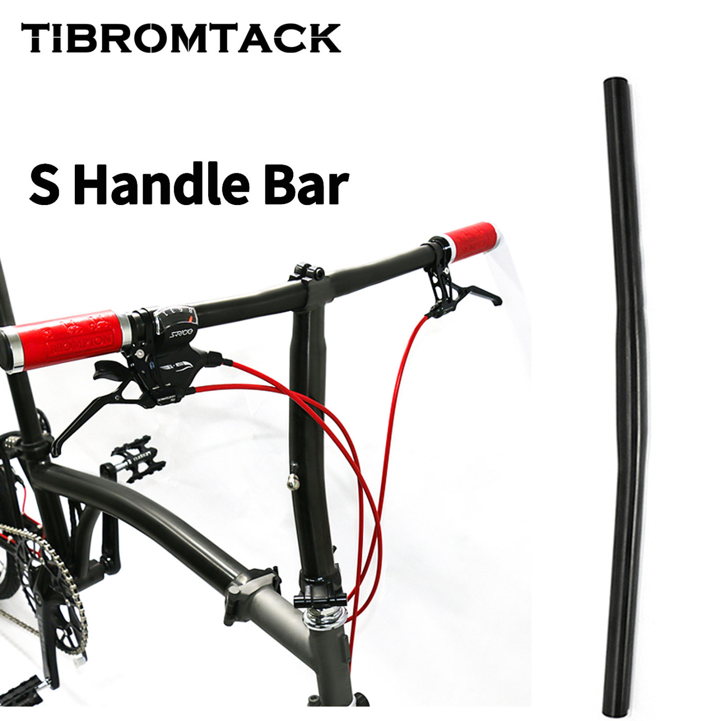 Titanium Handlebar S Type Flat for Brompton Bike 25.4mm Ultra-Light 530mm Width