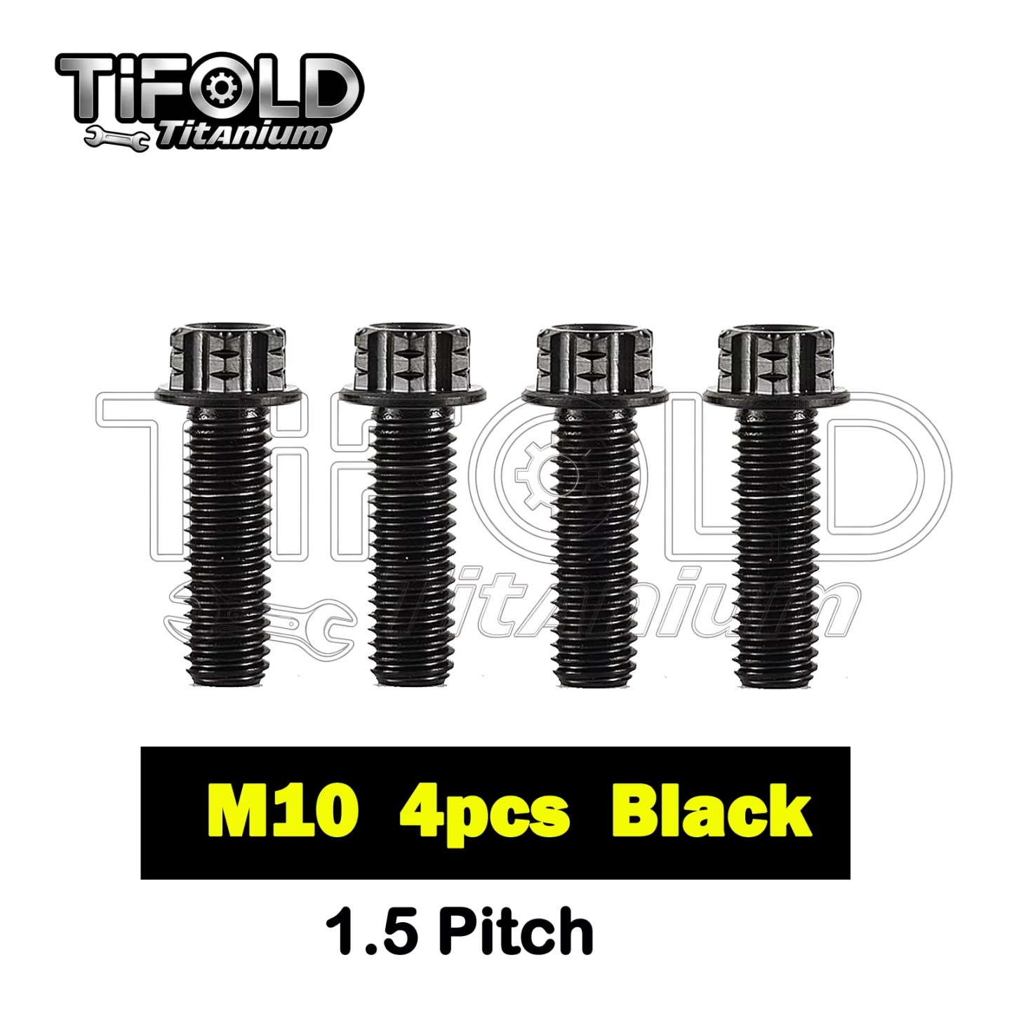 TIFOLD 4 pieces M10 1.25P titanium alloy screw flange inner and outer plum blossom screw engine pump fork screw