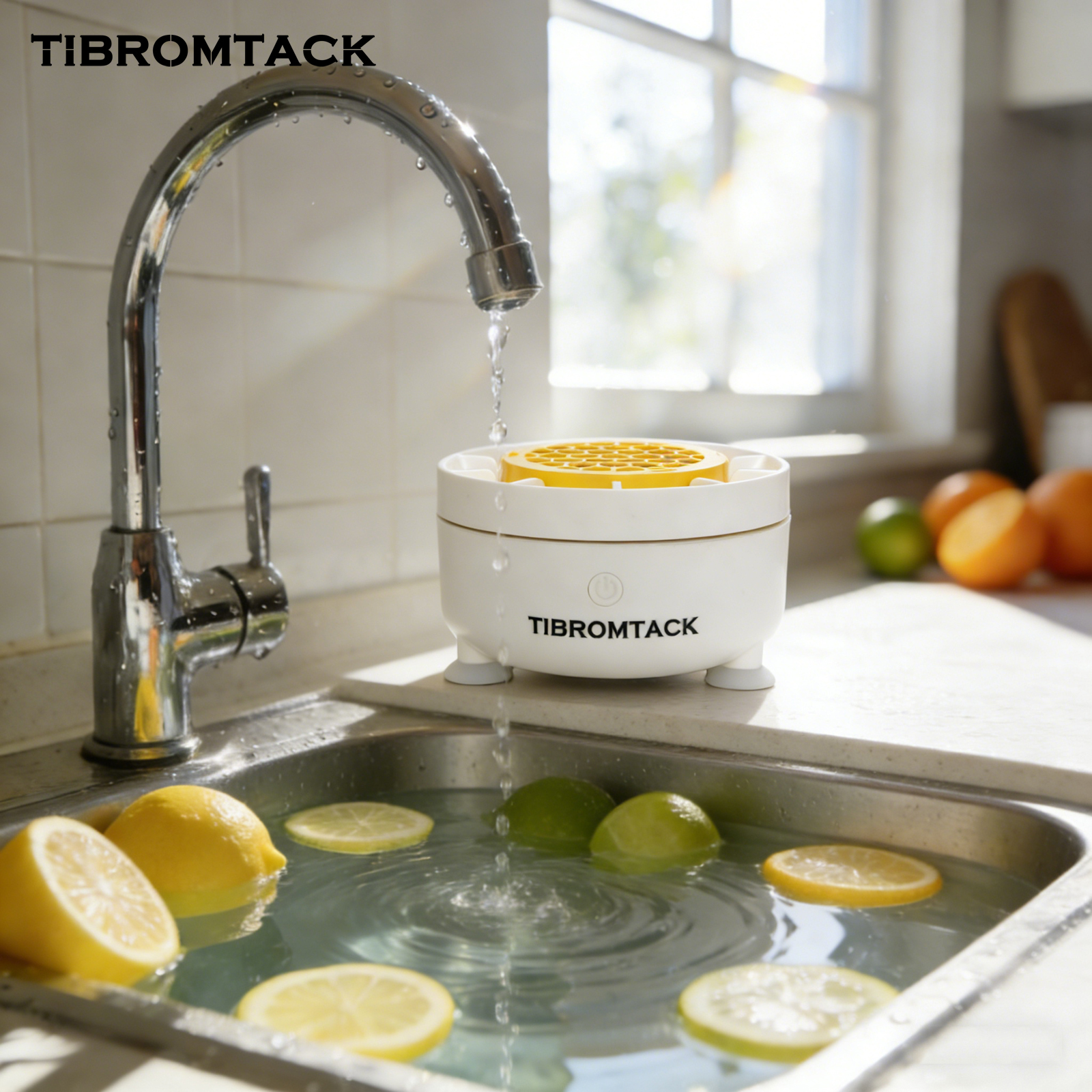 TIBROMTACK Fruit Vegetable Cleaner Device, Titanium Electrode Plate Food Purifier for Fruits, Vegetables, Meat & Seafood, Easy Clean Design, Compact Size (4.4in Diameter)