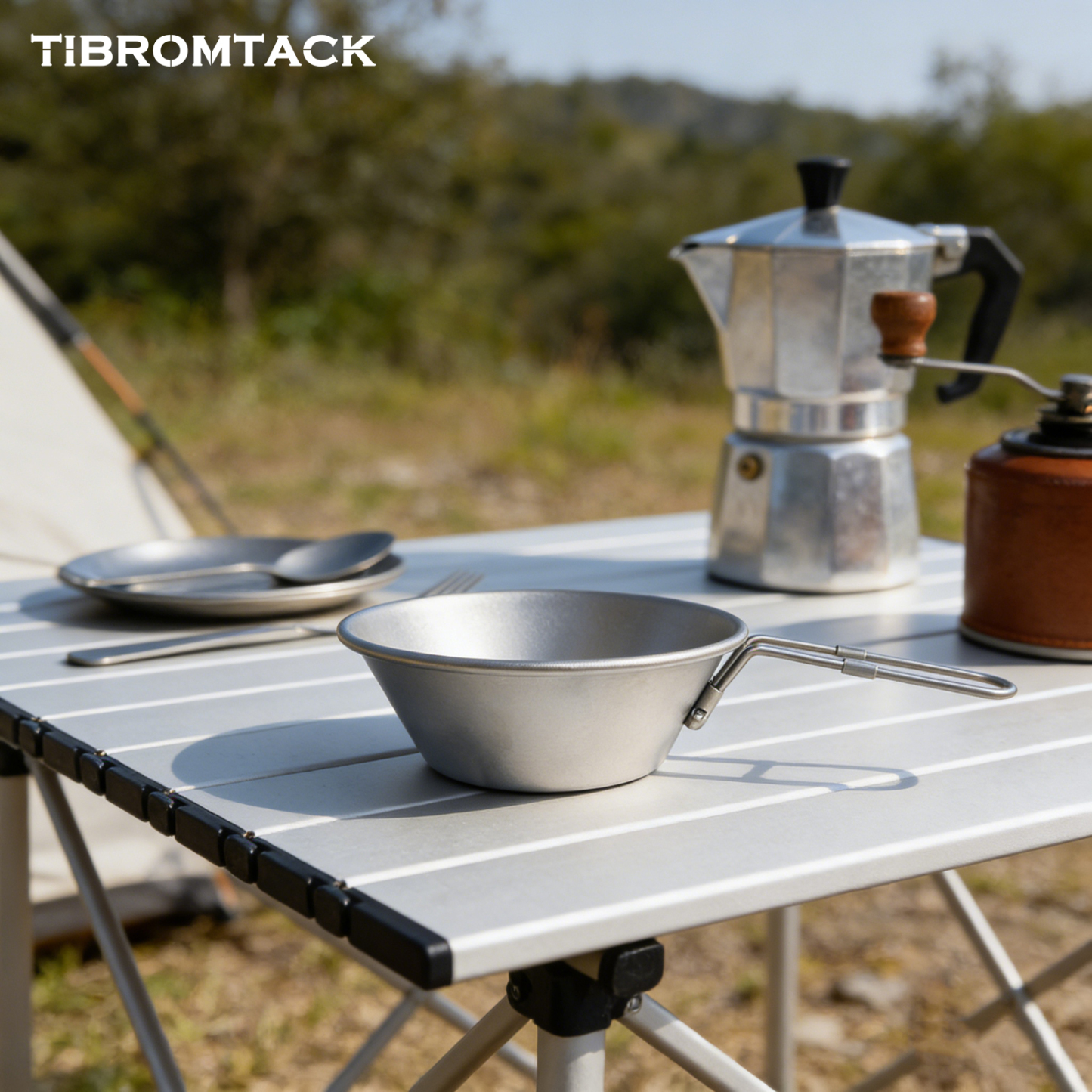 TIBROMTACK Titanium Sierra Cup, 10.56fl oz (300ml) Lightweight Titanium Bowl, 45g Foldable Handle Titanium Mug for Camping, Hiking, Outdoor & Daily Use