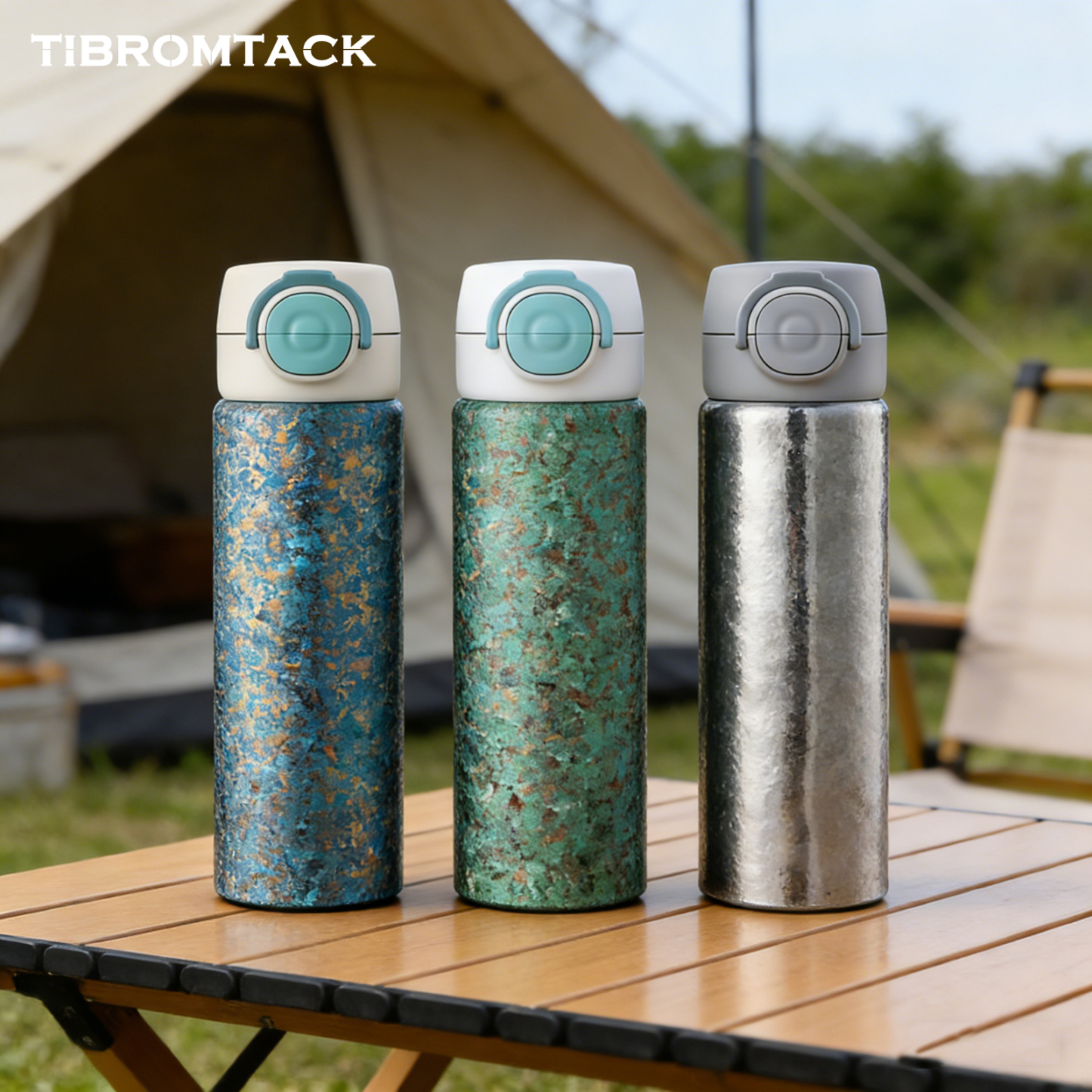 TIBROMTACK Titanium Tumbler, 450ml Pure Titanium Coffee Travel Mug with Soft Straw & Flip Lid, Lightweight 263g Insulated Cup for Commute, Office & Outdoor Use