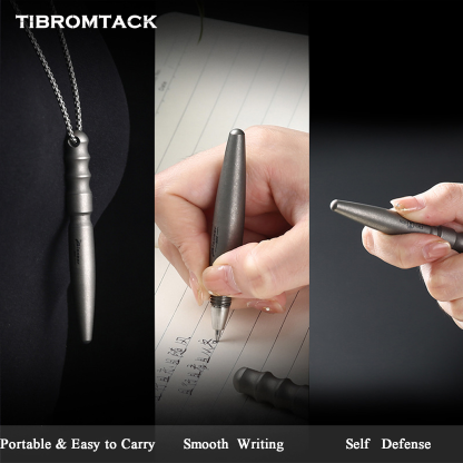 TIBROMTACK Pure Titanium Bolt Action Pen - 9.5cm/3.74in 25g EDC Fidget Pen | Steel-Strength Titanium Pen with Keychain for Writing & Emergency Window Breaking