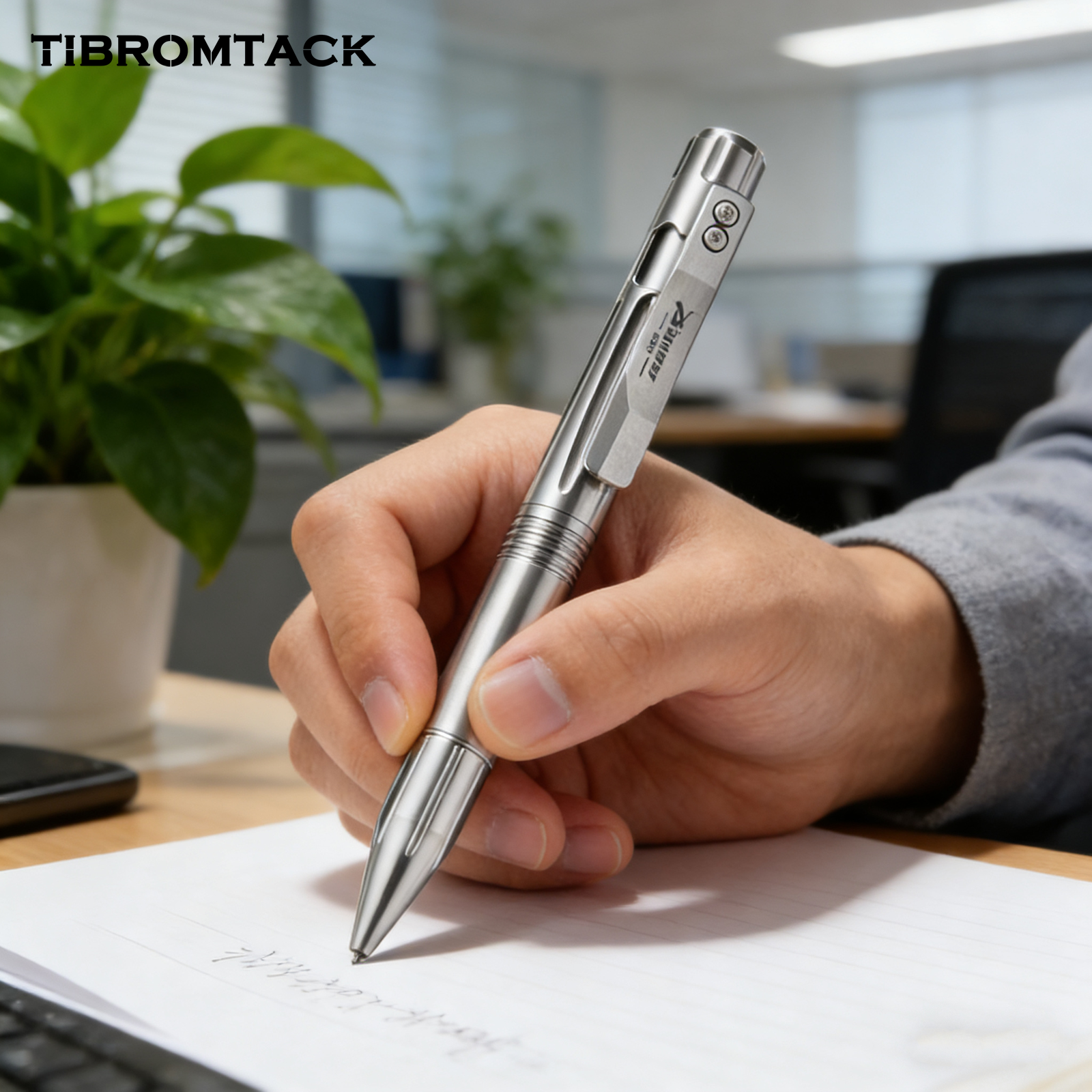 TIBROMTACK Pure Titanium Bolt Action Pen - 127mm/5in 34g Metal Writing Pen | Steel-Strength EDC Fidget Pen for Signing & Calligraphy, BPA Free