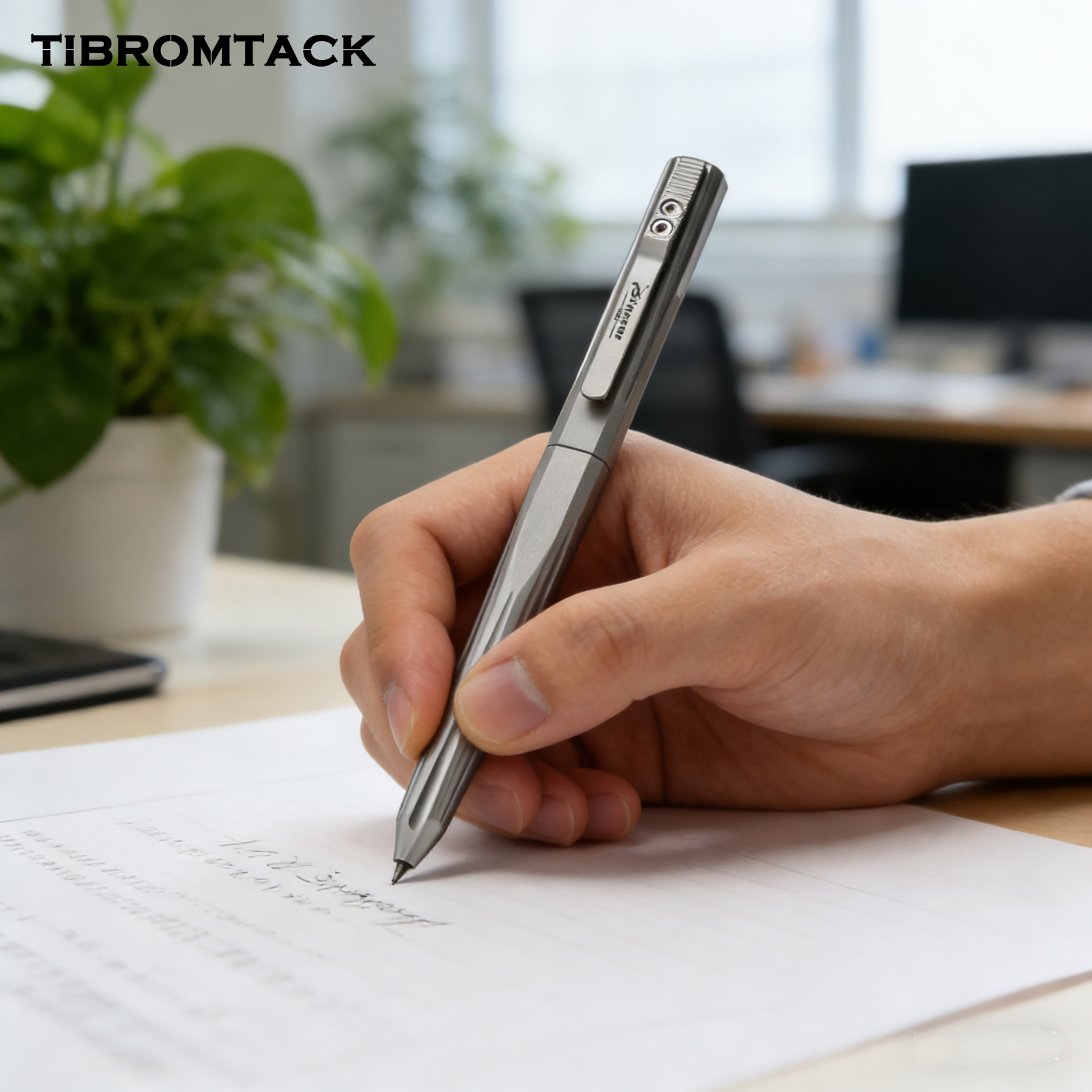 TIBROMTACK Pure Titanium Bolt Action Pen - 135mm/5.31in 35g EDC Fidget Pen | Steel-Strength Titanium Pen for Writing, Calligraphy & Signing, BPA Free