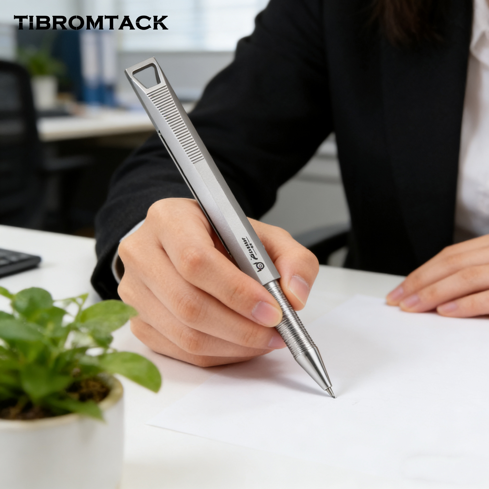 TIBROMTACK Pure Titanium Bolt Action Pen - 102mm/4.02in 25.5g EDC Fidget Pen | Steel-Strength Titanium Pen for Outdoor Self Defense, Signing & Daily Writing, BPA Free