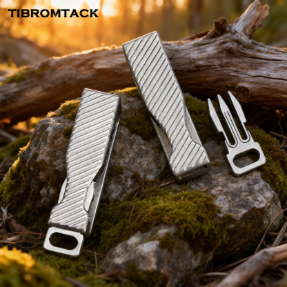TIBROMTACK Gr5 Titanium Alloy Belt Key Holder, Lightweight 16.2g/0.57oz Belt Clip for Daily, 53×12×14mm