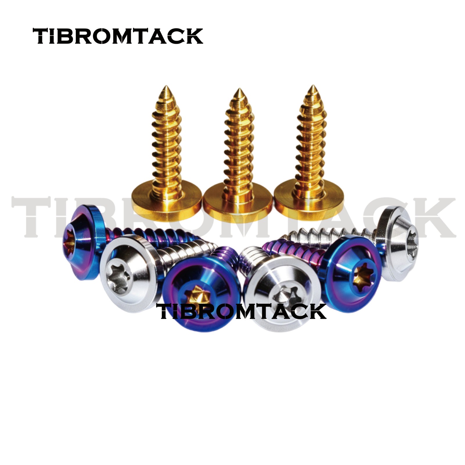 TIBROMTACK M5 Umbrella Head Gr5 Titanium Self Tapping Bolts, 12-35mm PVD & Anodized Titanium Alloy Screws for Bike Motorcycle Car Modification, T25 Wrench Compatible, 4PCS
