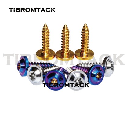 TIBROMTACK M5 Umbrella Head Gr5 Titanium Self Tapping Bolts, 12-35mm PVD & Anodized Titanium Alloy Screws for Bike Motorcycle Car Modification, T25 Wrench Compatible, 4PCS