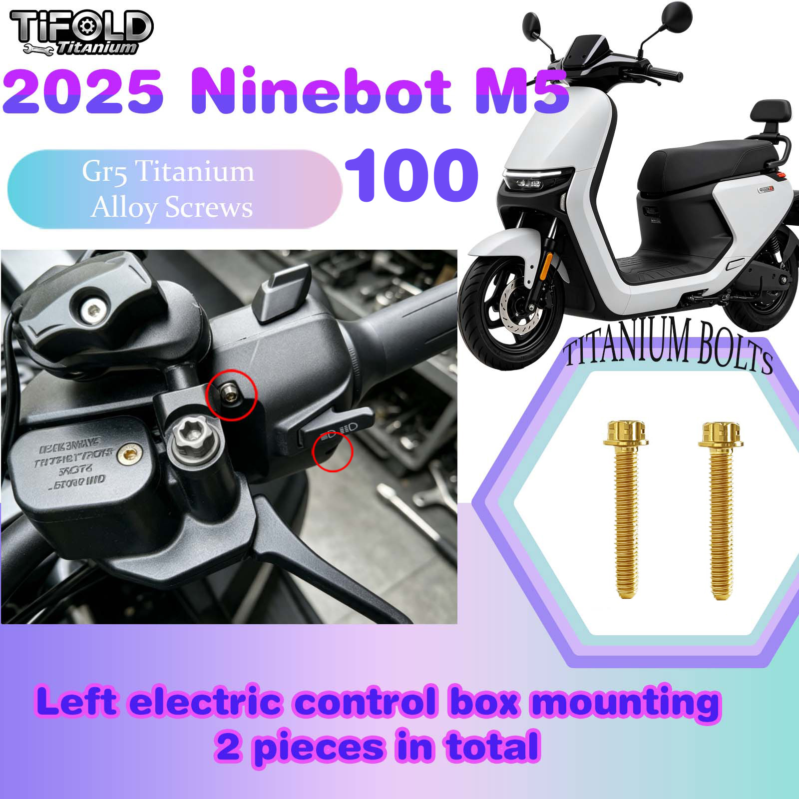 TIFOLD Titanium Alloy Modification Screws for Segway Ninebot M5 100 2025 Model Electric Motorcycle