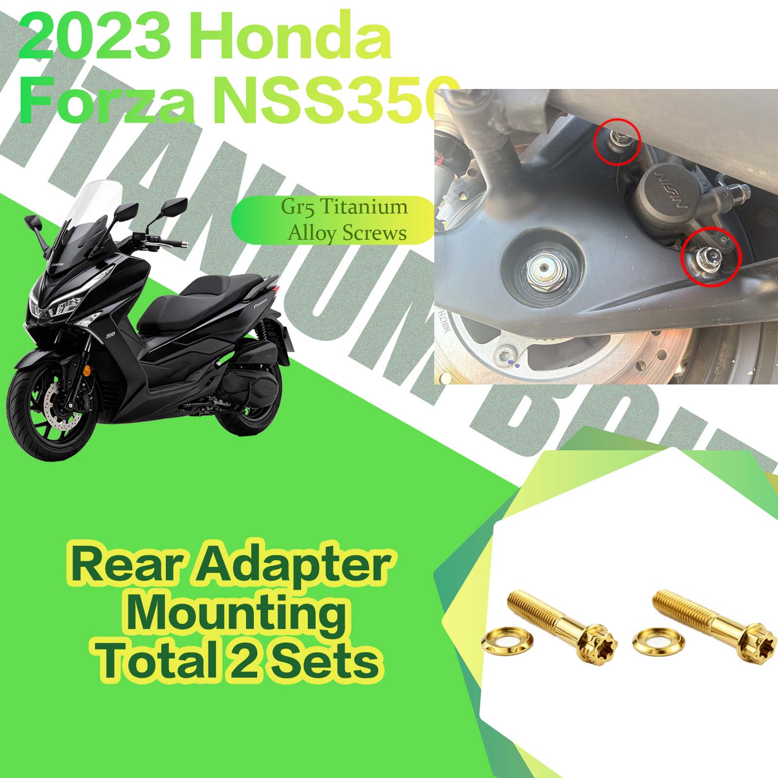 TIFOLD Titanium Alloy Modification Screws for Honda NSS350 Motorcycle, 2023 Model
