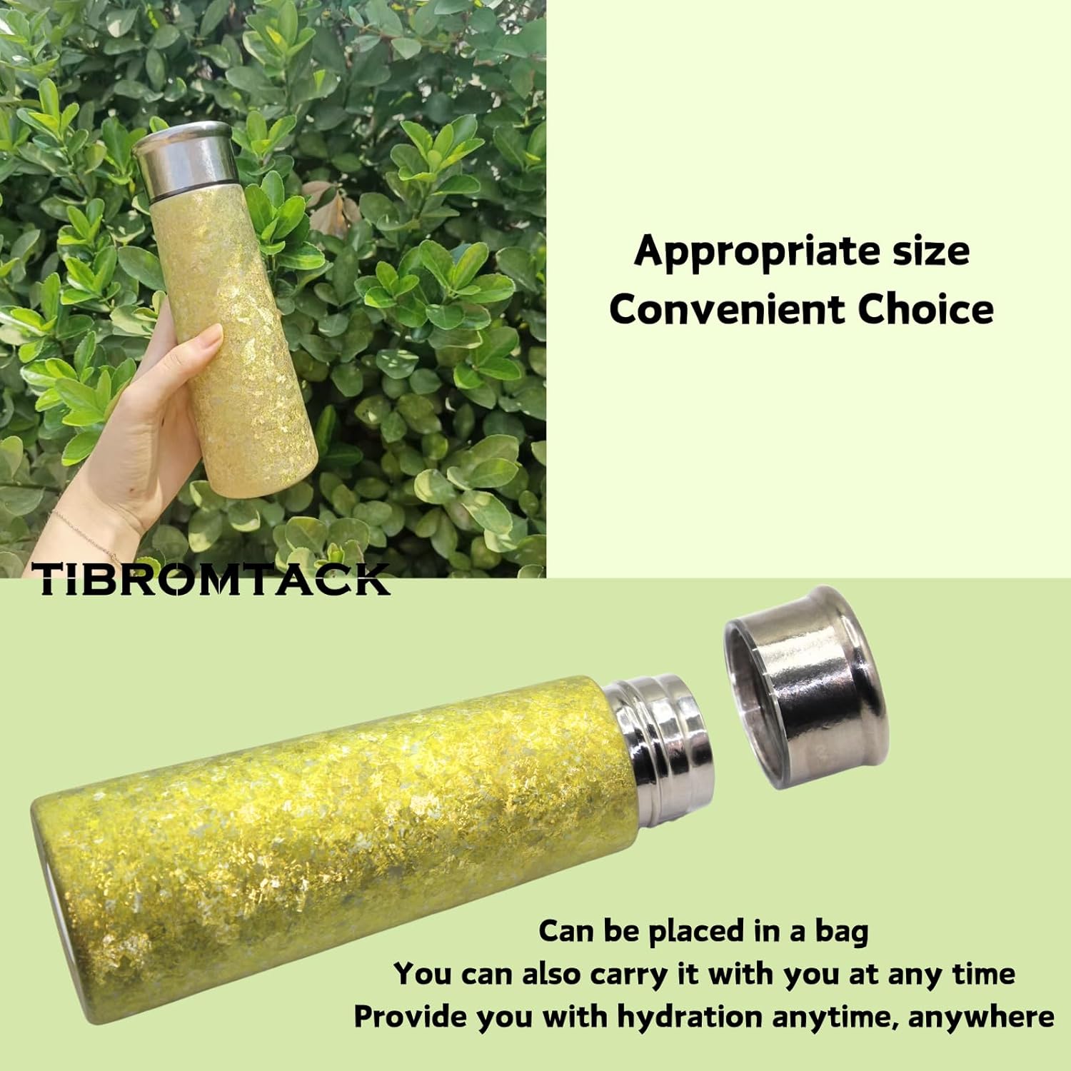 TIBROMTACK Vacuum Insulated Water Bottle| Titanium Insulated Tumbler|Simple Modern Water Bottle | for Hot&Cold Drinks |Double Wall Great for Home Office Car|Natural Health