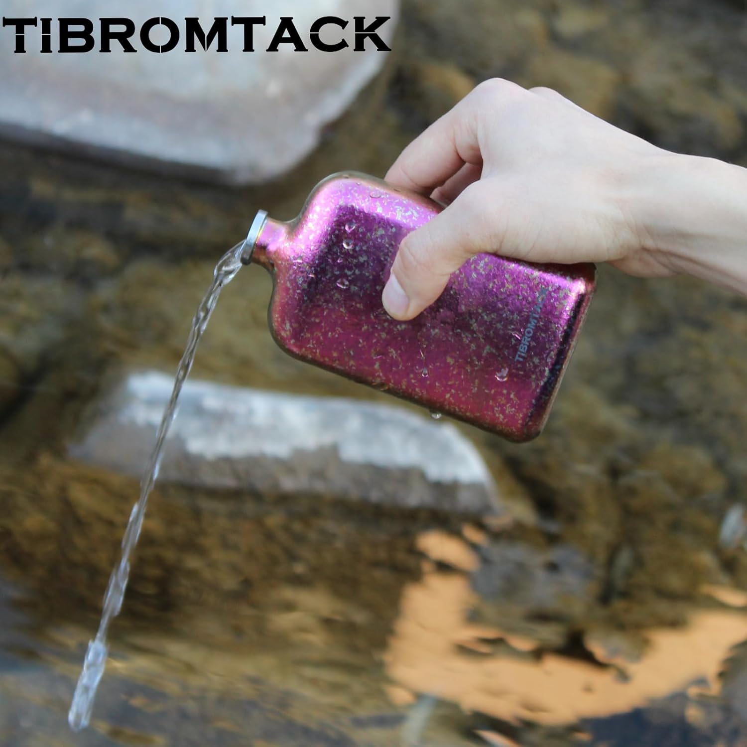 TIBROMTACK 8oz Hip Flask for Men&Women-Titanium Pocket Liquor Flask for Camping - Decorative Bling Gifts for Wedding Party