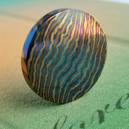 Titanium Damascus EDC Coin, Handmade Timascus Coin, Mokuti for Commemorative Collectors, Beautiful Souvenir, Novelty Piece, Odds and Ends, Handicrafts, Niche Decorations, Pendant Gifts