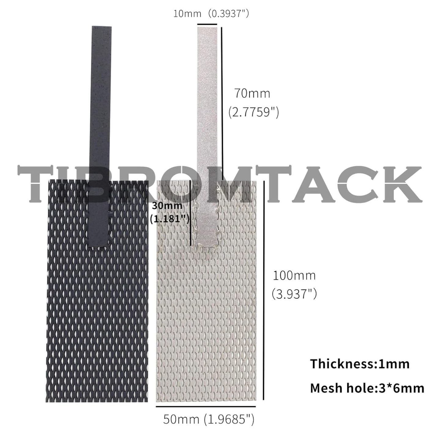 TIBROMTACK 2 x Electrodes, Titanium Anode Net with MMO Ruthenium-Iridium Coating and Cathode Electrolyte Net without Coating for Electrochemical Applications and Swimming Pool Cleaning, GHR094