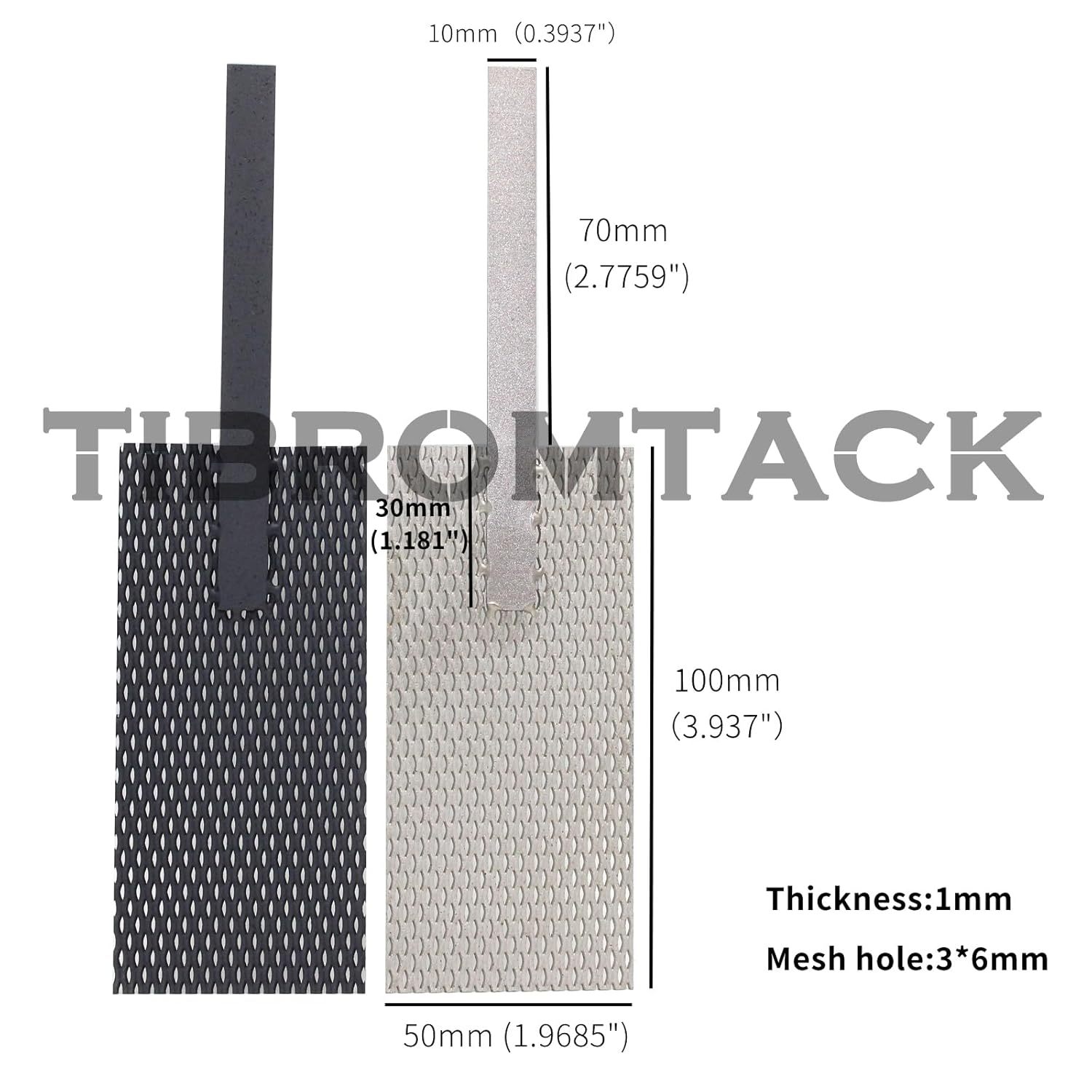 TIBROMTACK 2 x Electrodes, Titanium Anode Net with MMO Ruthenium-Iridium Coating and Cathode Electrolyte Net without Coating for Electrochemical Applications and Swimming Pool Cleaning, GHR094