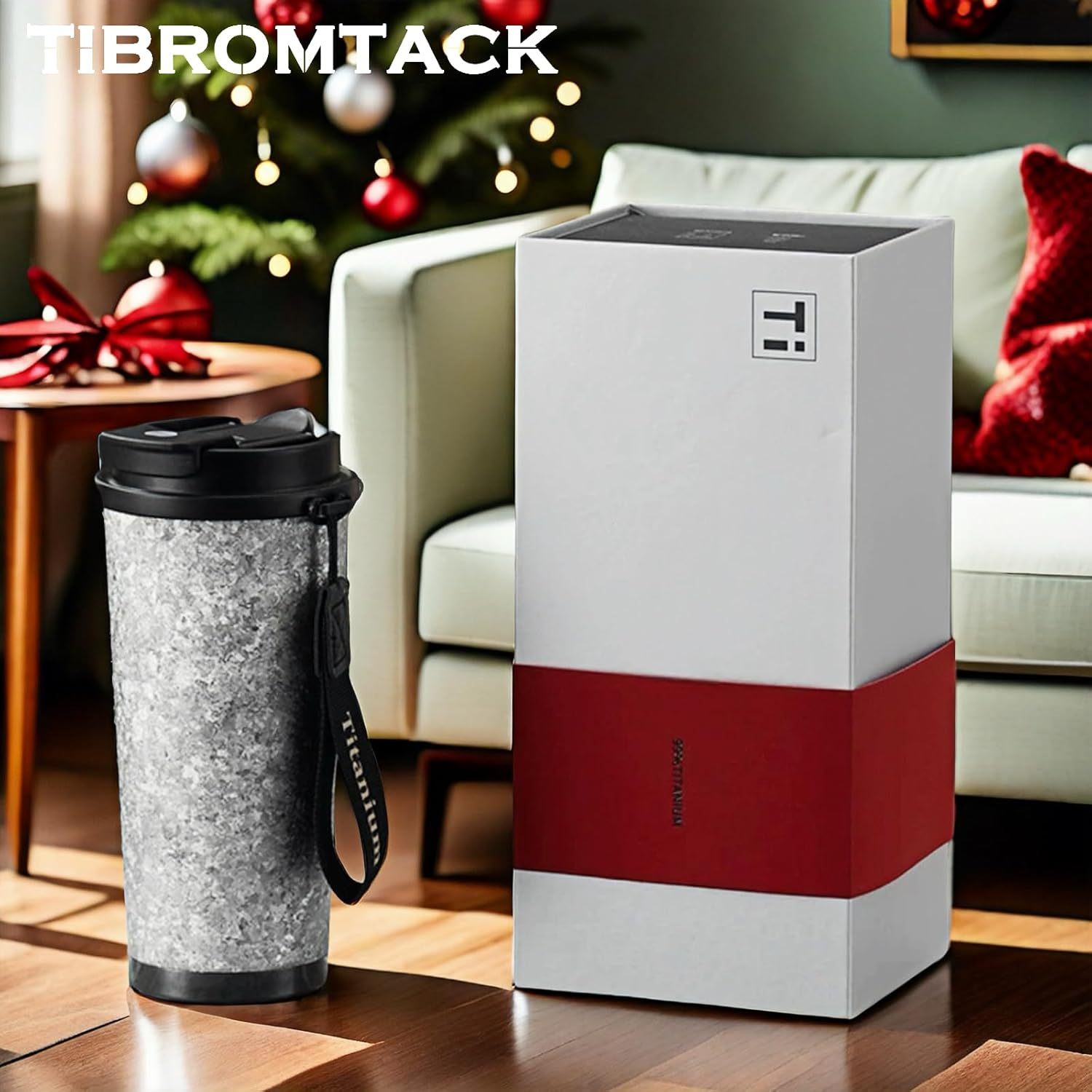 TIBROMTACK 18oz Insulated Coffee Tumbler, Titanium Vacuum Travel Coffee Mug with Straw Lid and Handle Keeps Hot and Cold Drinks for 12 Hours Double Wall Thermal Cup for Gift, Outdoor, Home, Office