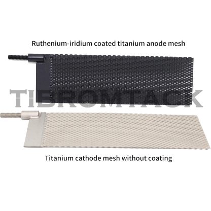 Electrodes of Titanium Electrochemical Application, 2PCS Titanium Anode Mesh with MMO Ruthenium-Iridium Coating and Cathode Electrolytic Mesh Without Coating for Swimming Pool Cleaning