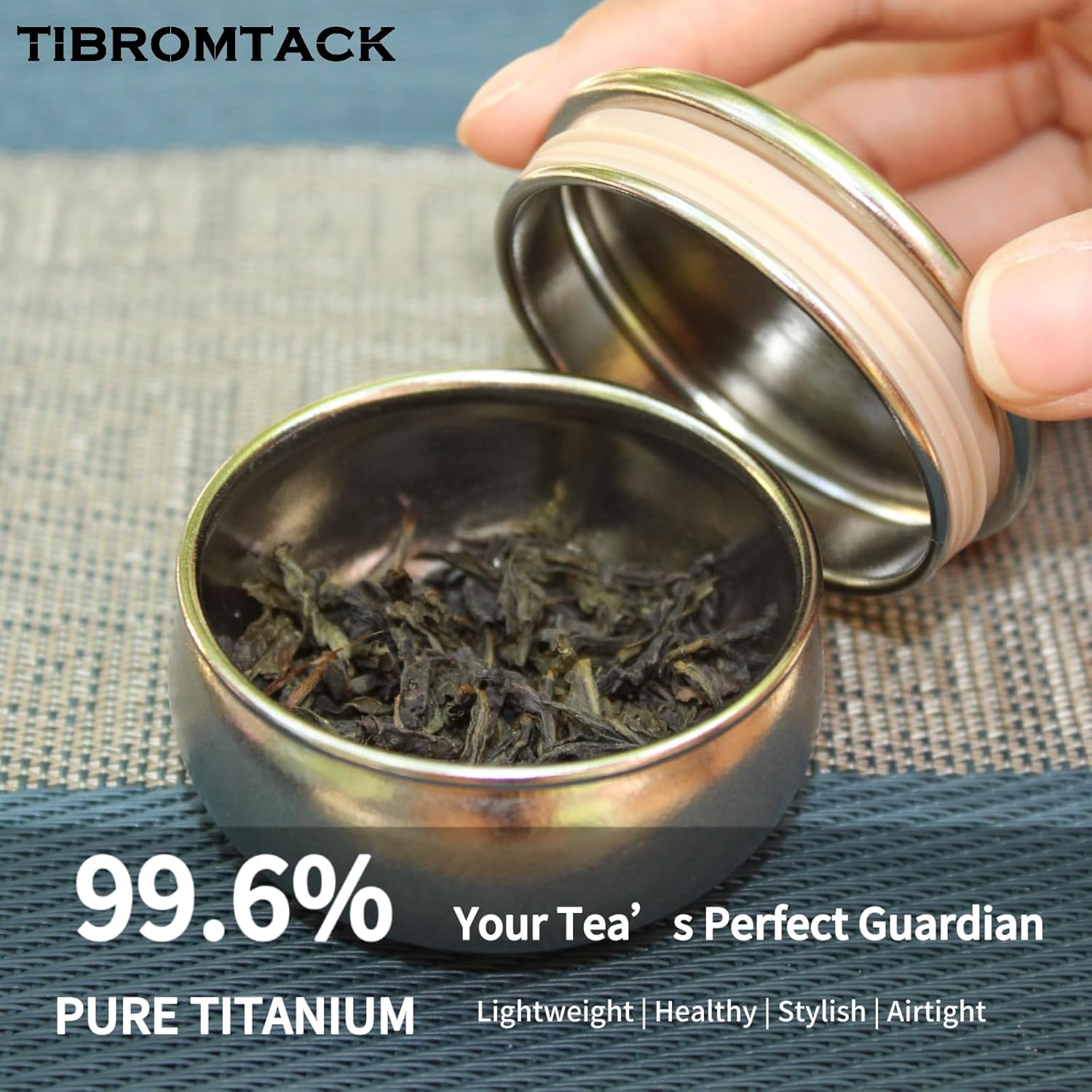 Premium Pure Titanium Mini Tea Tin Canister, Airtight Tea Container, Lightweight and Durable, Suitable for Loose Leaf Tea, Spices, Herbs - Ideal for Travel and Home Use​ 