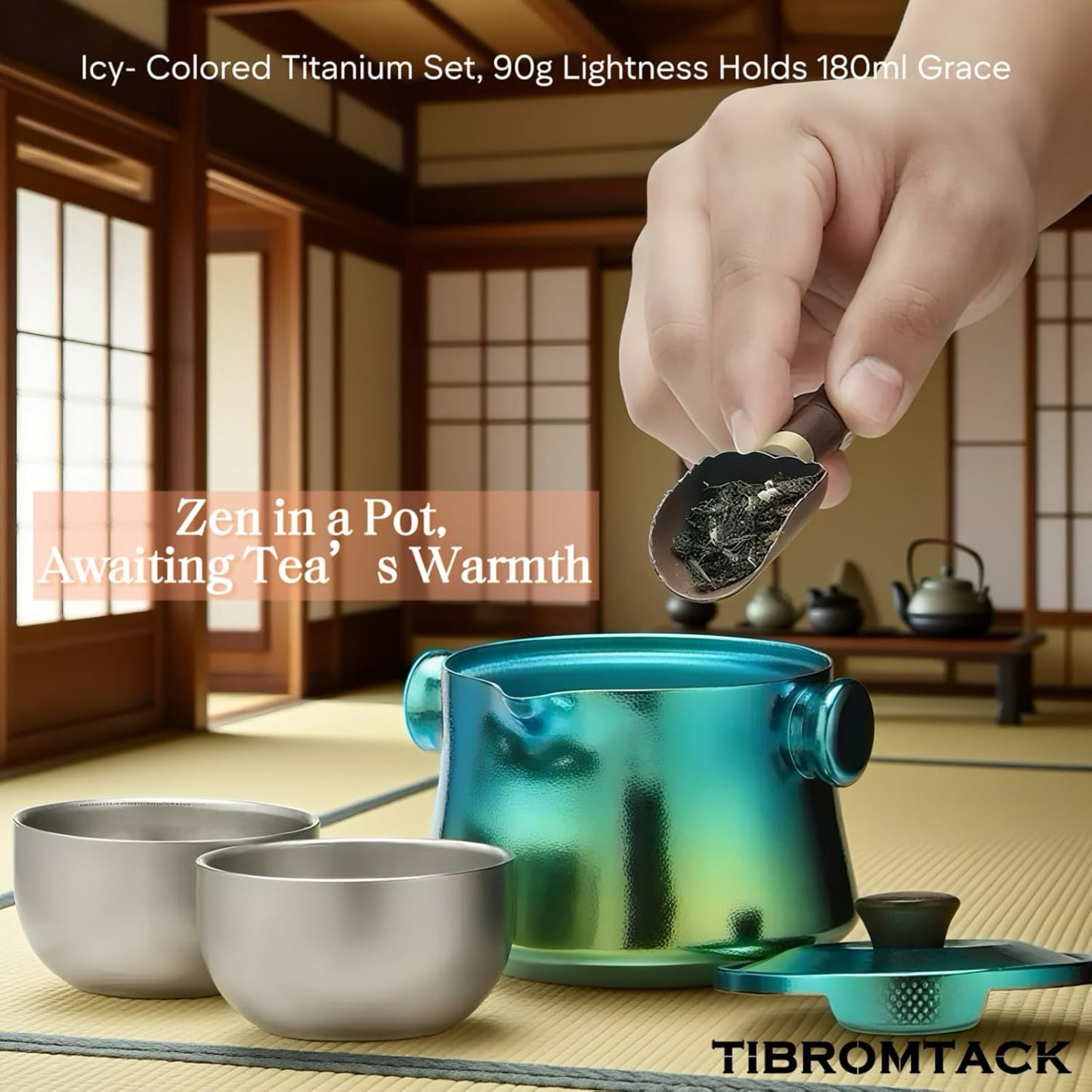 Lightweight Pure Titanium Double - Wall Tea Maker Infuser | 180ML Anti - Scald Teapot | Icy Colors, 90g, Portable for Travel | Teacup for Loose Leaf Tea