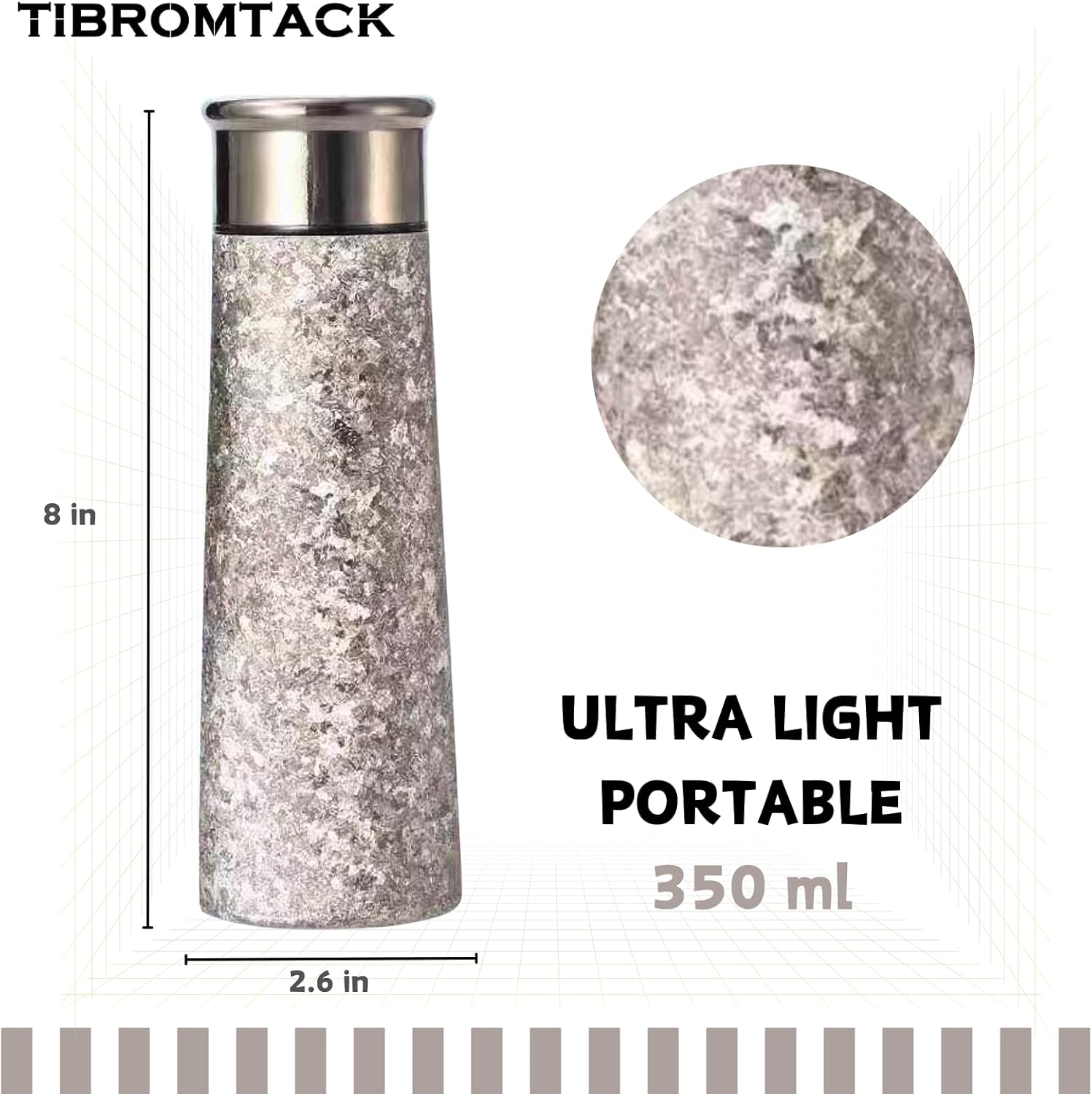 TIBROMTACK Vacuum Insulated Water Bottle| Titanium Insulated Tumbler|Simple Modern Water Bottle | for Hot&Cold Drinks |Double Wall Great for Home Office Car|Natural Health