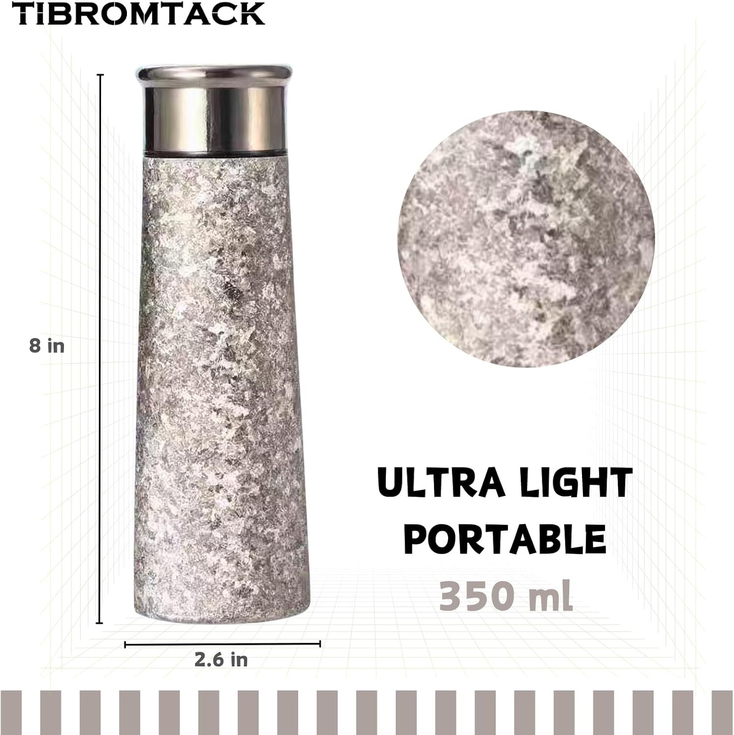 TIBROMTACK Vacuum Insulated Water Bottle| Titanium Insulated Tumbler|Simple Modern Water Bottle | for Hot&Cold Drinks |Double Wall Great for Home Office Car|Natural Health