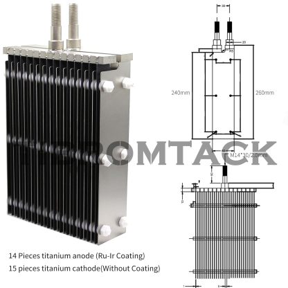 TIBROMTACK Titanium Anode 14 Titanium Anode Plates with Ruthenium Iridium Coating and 15 Titanium Cathode Plates Without Coating,for HHO Electrolysis Cell or Pool Water and Swimming Pool Cleaning