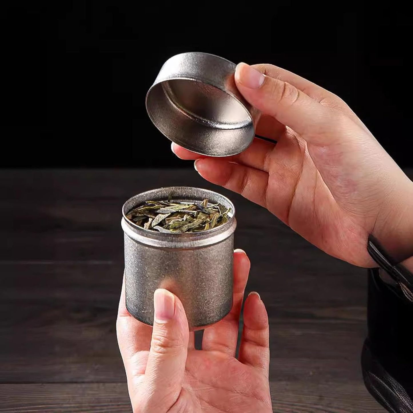 TIBROMTACK Titanium Canister for Tea with Lid, Airtight Waterproof Small Tin Can Box, Multi-Purpose Container for Tea Coffee Spices and More