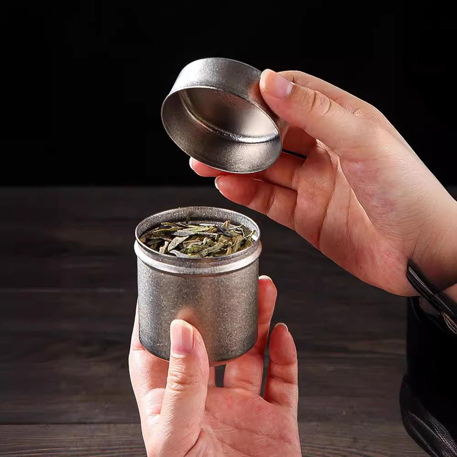 TIBROMTACK Titanium Canister for Tea with Lid, Airtight Waterproof Small Tin Can Box, Multi-Purpose Container for Tea Coffee Spices and More