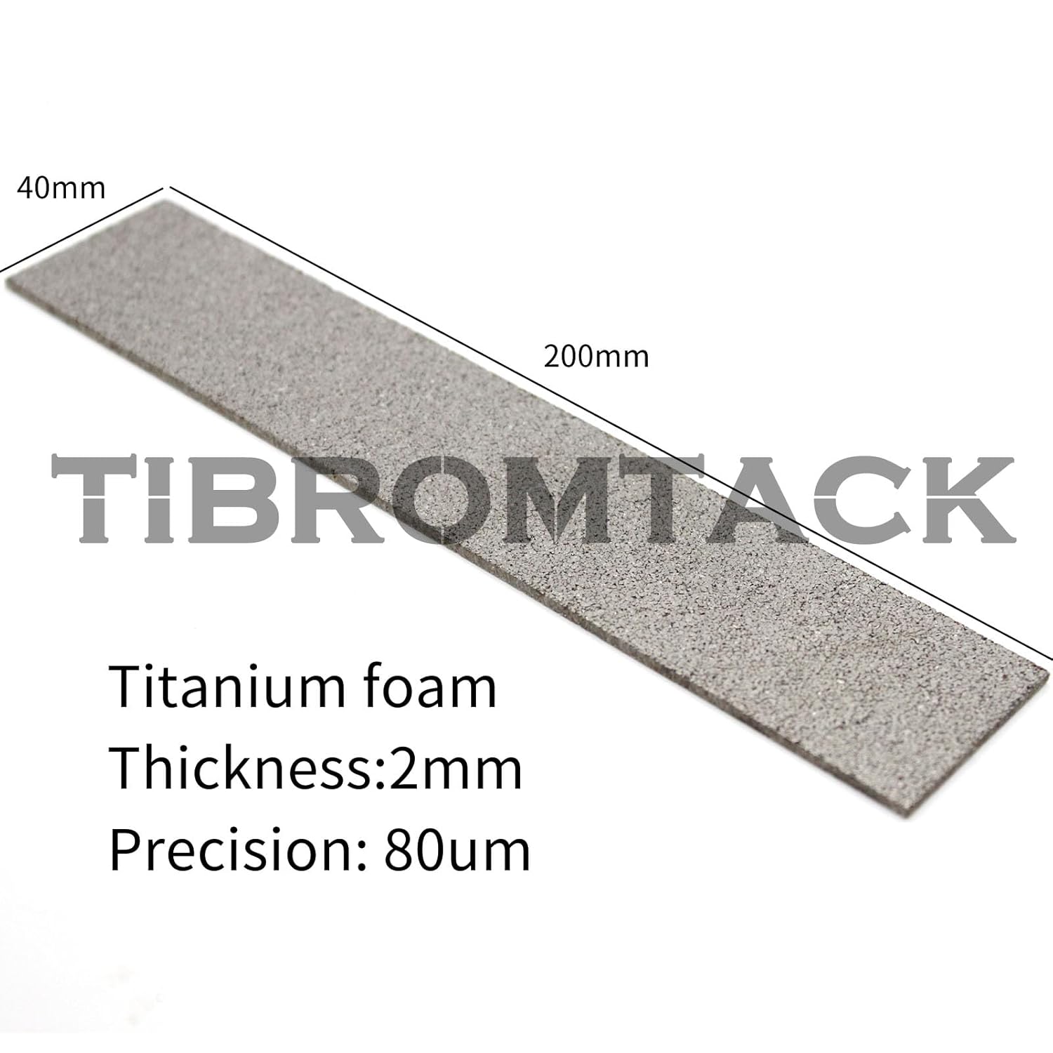 Titanium Foam Ti Sintered Filter Plate for Battery or Supercapacitor Anode Substrate，Precision Filtration Industry 200x40x2mm Microns Porous Filter (80um)