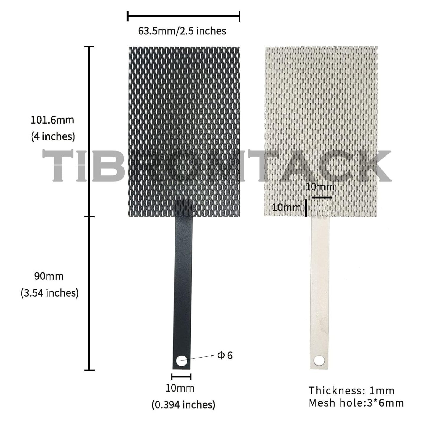 TIBROMTACK Electrochemical Titanium Anode Mesh with MMO Ruthenium Iridium Coating and Cathode Mesh without Coating, GHR030-1