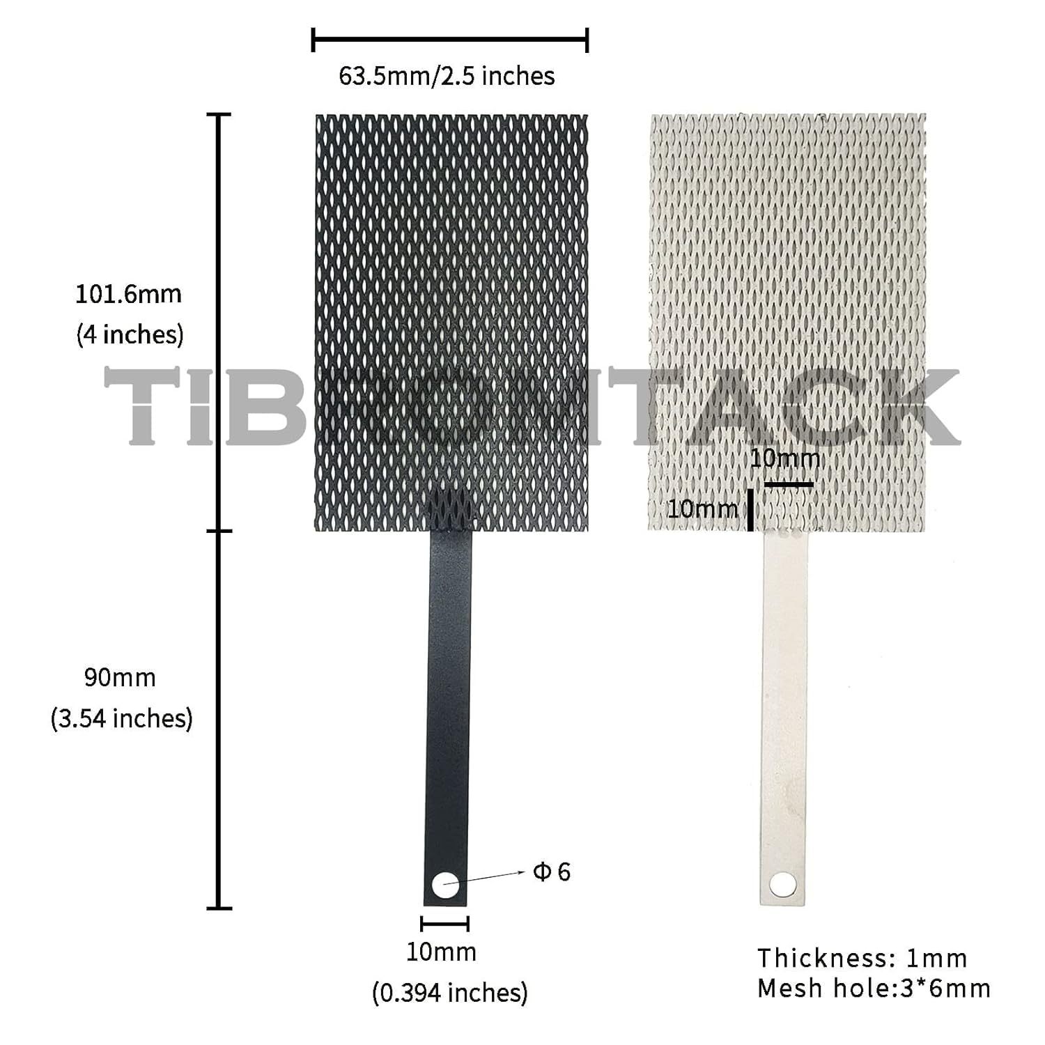 TIBROMTACK Electrochemical Titanium Anode Mesh with MMO Ruthenium Iridium Coating and Cathode Mesh without Coating, GHR030-1