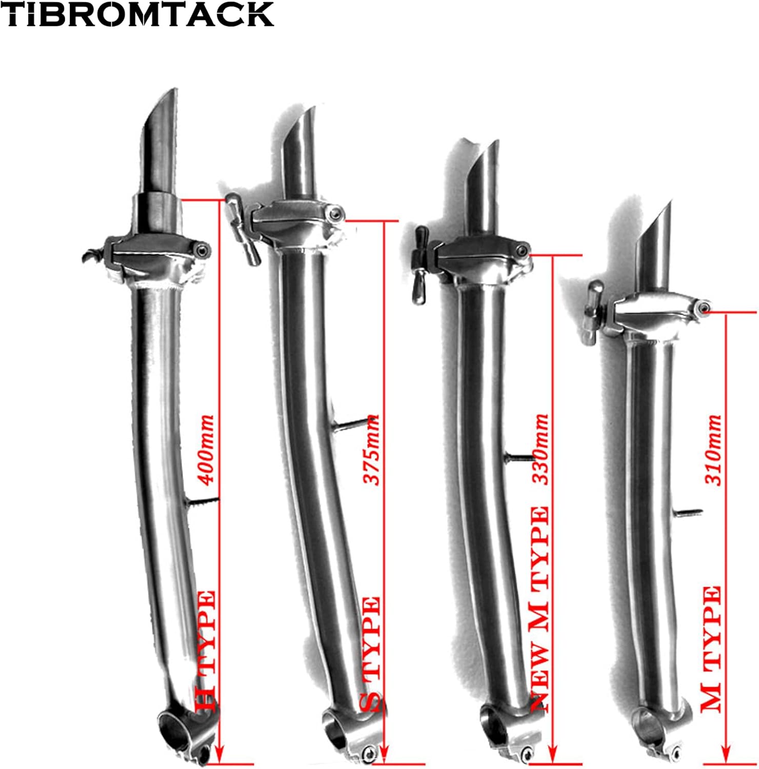 TIBROMTACK Titanium Stem Post Compatible for Brompton Bike Head Tube S/M/NM/H/P Type Foldable Superlight Handle Post