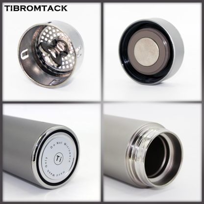 TIBROMTACK Insulated Water Bottle Titanium 320ml/10.8fl oz Double Wall Vacuum Bottle Lightweight Leak-Proof Business Thermos Bottle for Working, Business Trip, Sessions