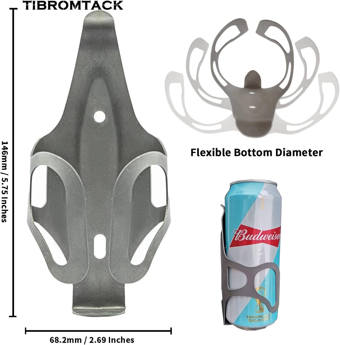 Water Bottle Cage, Gr5 Titanium Bike Water Bottle Holder, Lightweight and Strong Bicycle Sport Water Cage with Secure Retention System,for Road Bike and Mountain Bicycle/MTB