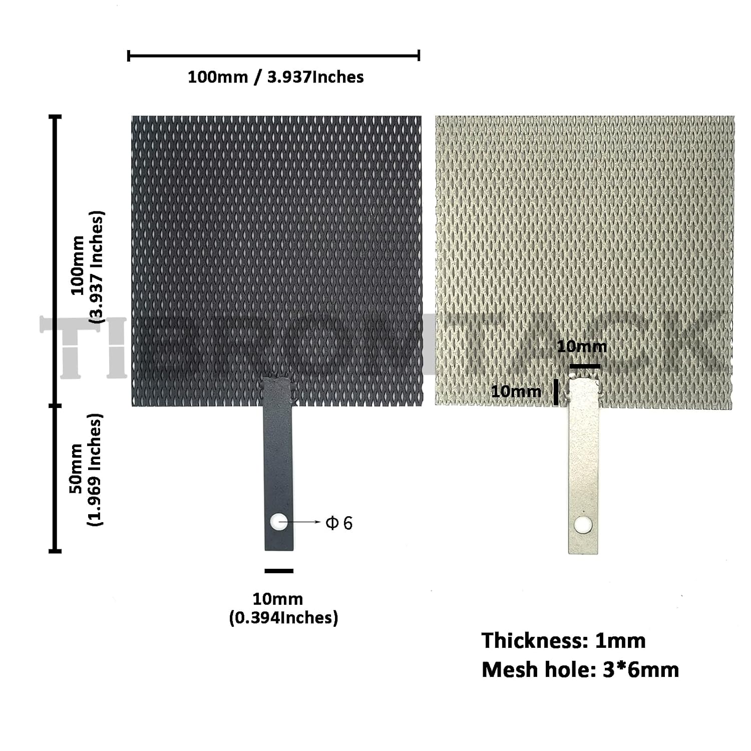 Titanium Anode Mesh with MMO Ruthenium-Iridium Coating and Cathode Electrolytic Mesh Without Coating for Chlor-Alkali Industry or Swimming Pool Cleaning